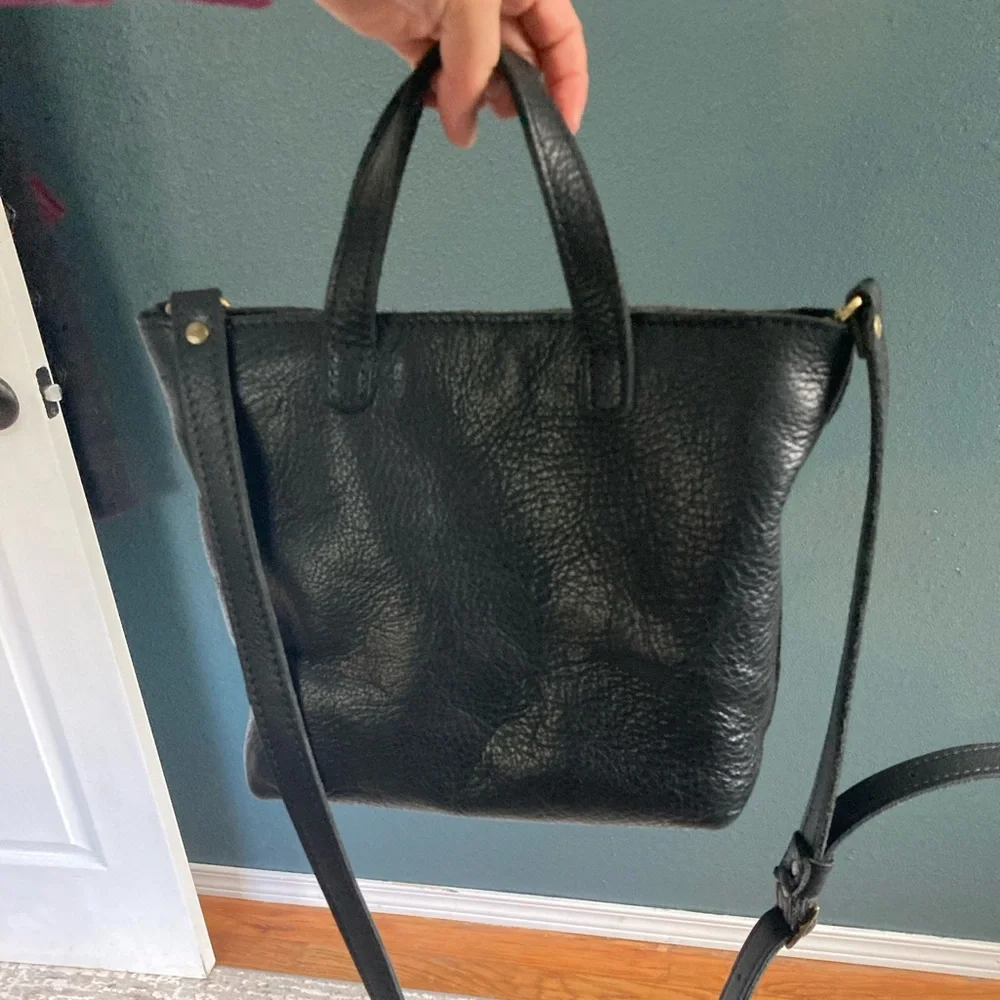 Portland Leather Mini Crossbody Tote Pebbled Black - Picture 3 of 12